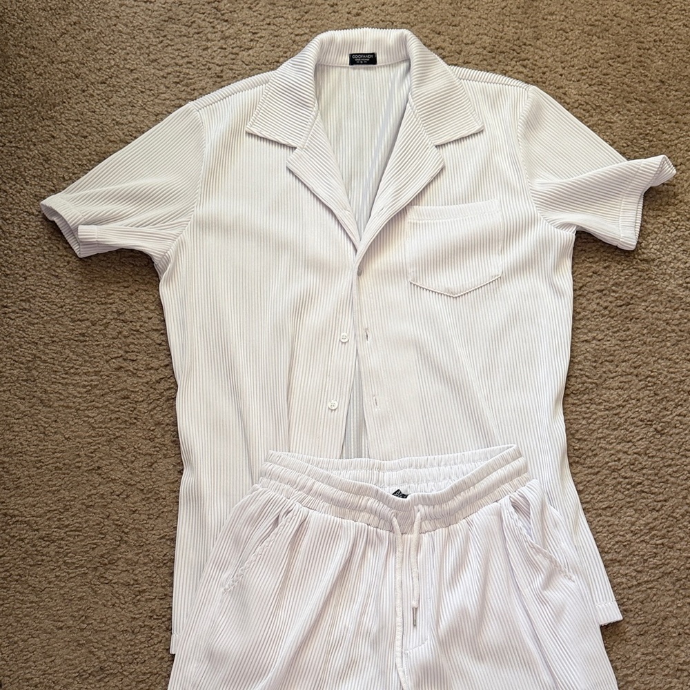 White Striped Men's Pajama Set